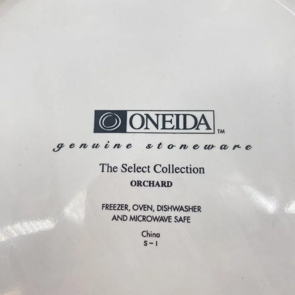 Oneida Orchard 10.75” Dinner Plates Set of 4 Stoneware Select Collection